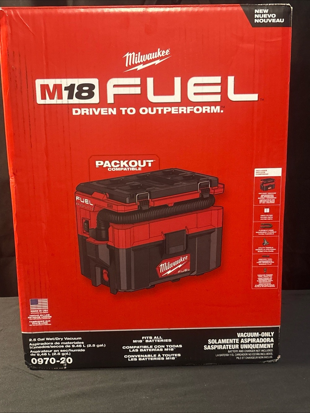 Milwaukee M18 FUEL Red & Black Packout-Compatible Wet/Dry Vacuum